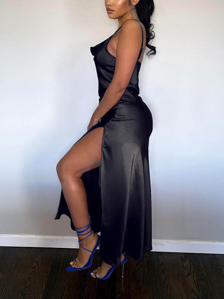 Satin High Slit Dresses