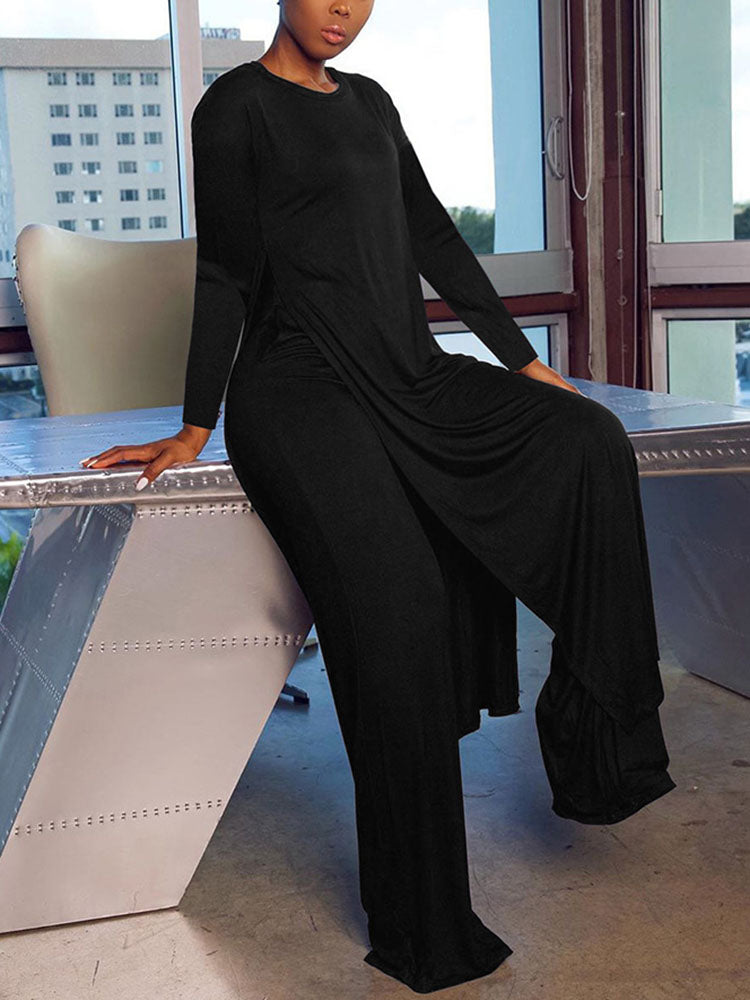 High Slit Longline Top Pants Set