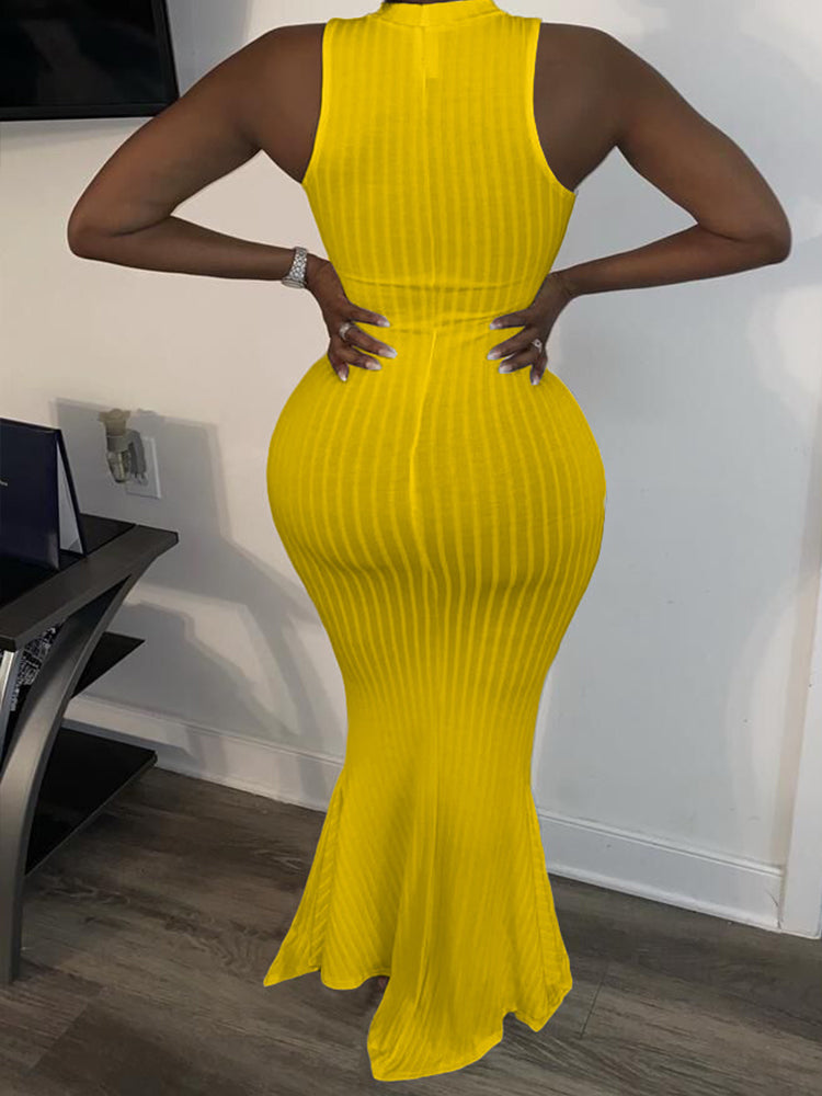 Sleeveless Knit Bodycon Maxi Dresses