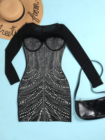 Feather Pearl Rhinestone Dresses