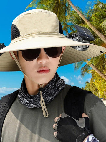 Rechargeable & Solar-Powered Outdoor Fan Hat â€?Fisherman Style