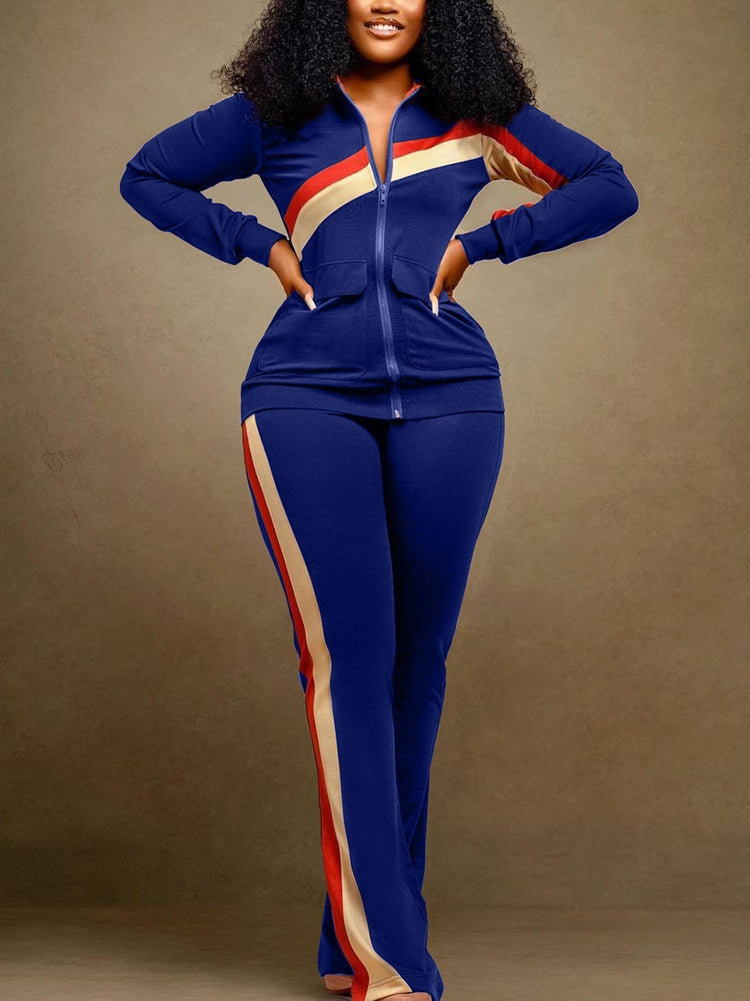 Casual Zip Jacket Pants Set