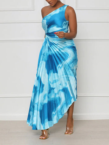 One Shoulder Pleated Dresses