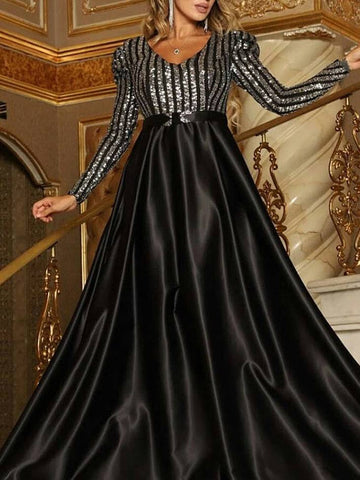 Elegant Sequined Satin Dresses