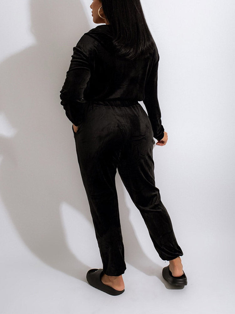 Velvet Casual Jogger Jumpsuits