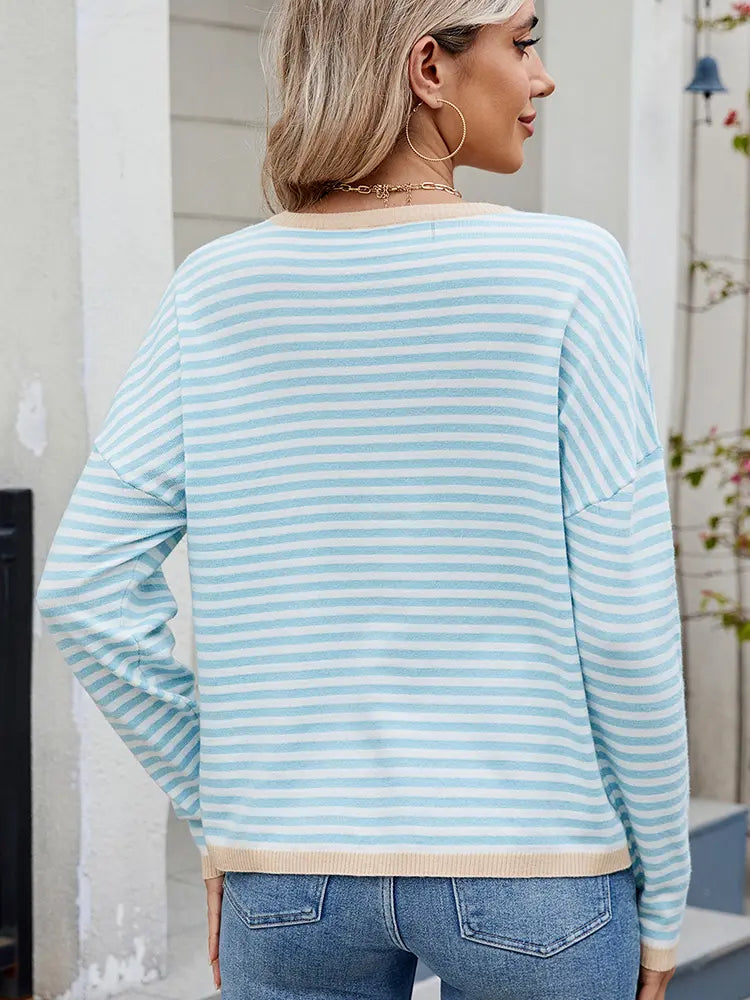 Women's Color Block Striped Sweater