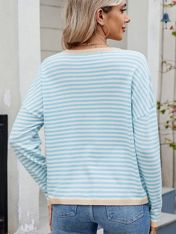 Women's Color Block Striped Sweater