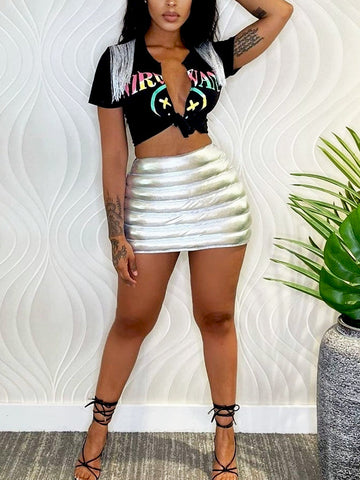 Metallic Mini Skirts