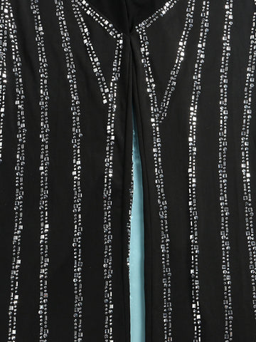 Rhinestone Mesh Contrast Jumpsuits