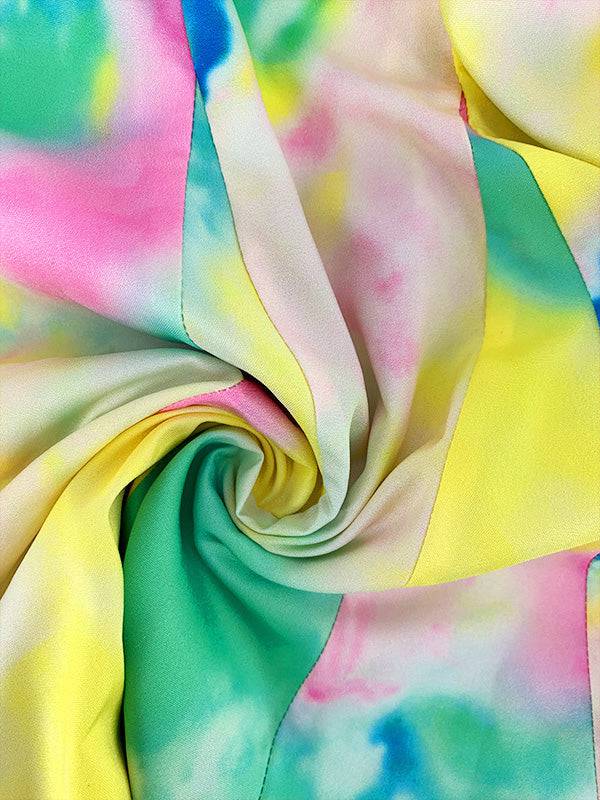 Tie Dye With Belt V Neck Dresses
