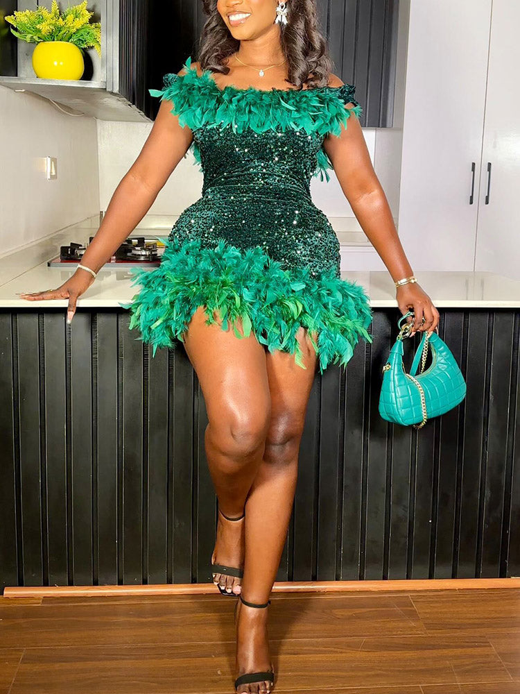 Sequin Feather Party Dresses