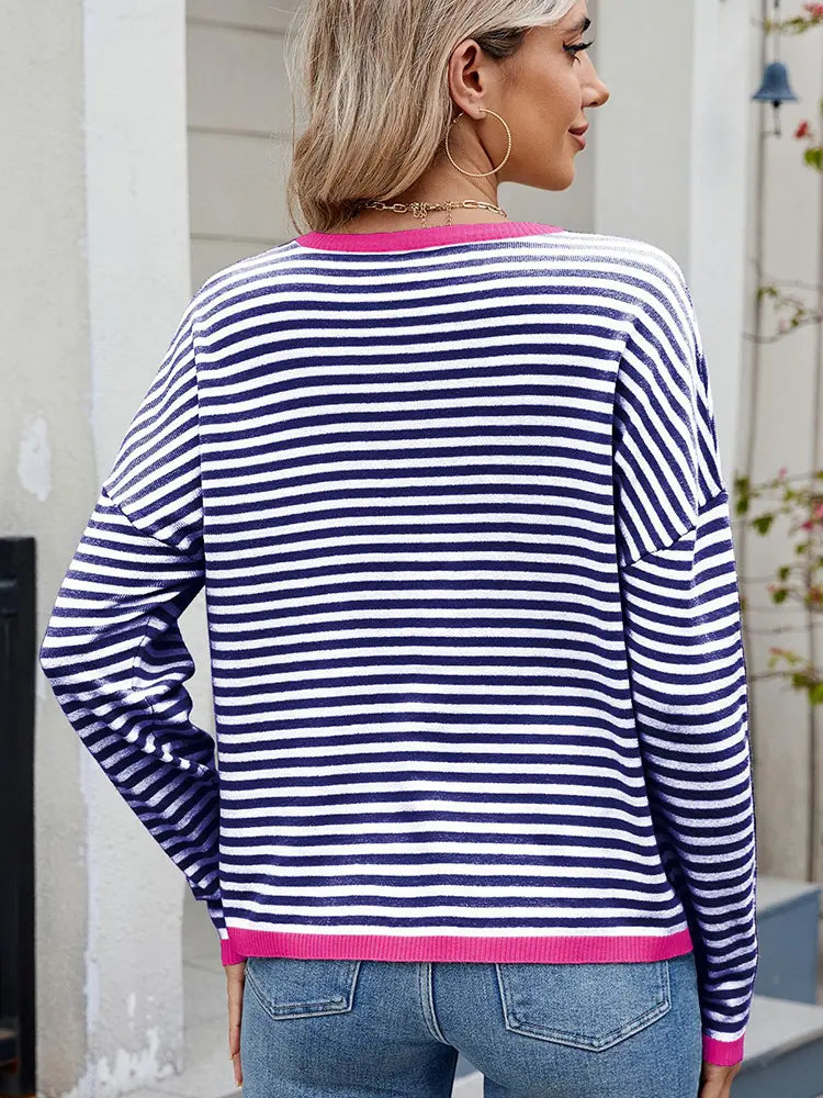 Women's Color Block Striped Sweater
