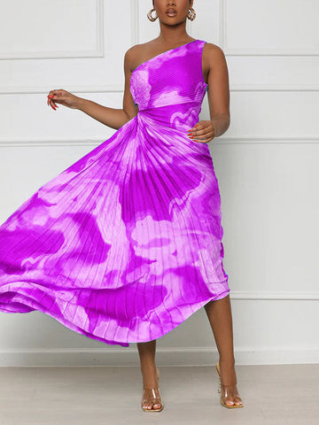 One Shoulder Pleated Dresses