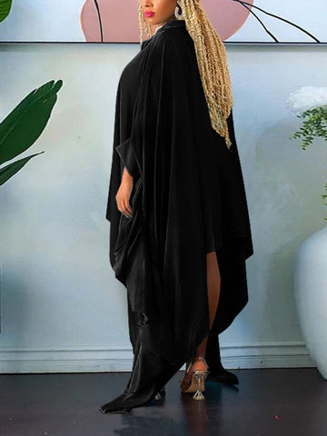 Batwing Sleeve Asymmetrical Shirt Dresses