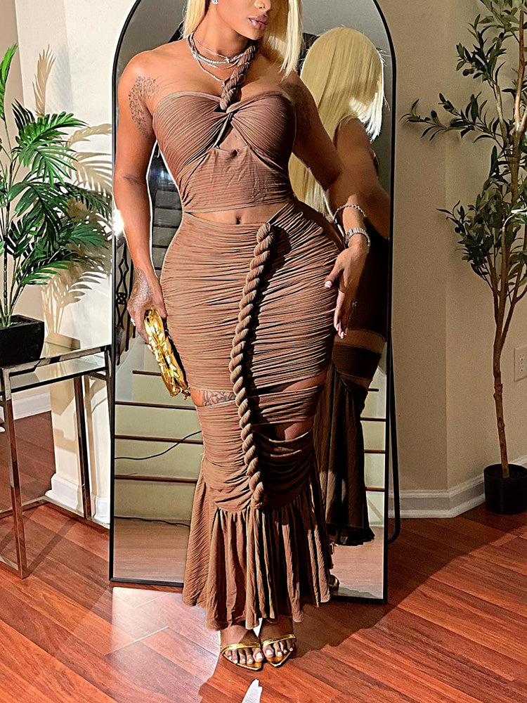 Twist Rope Cutout Maxi Dresses
