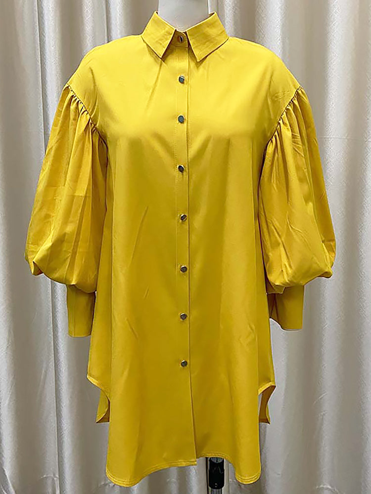 Puff Sleeve Mini Shirt Dresses