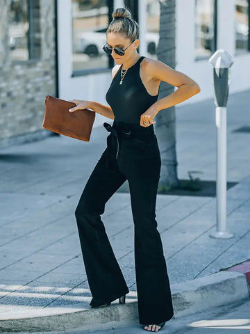 New Stylish Slim Tie-Up Flared Denim Pants