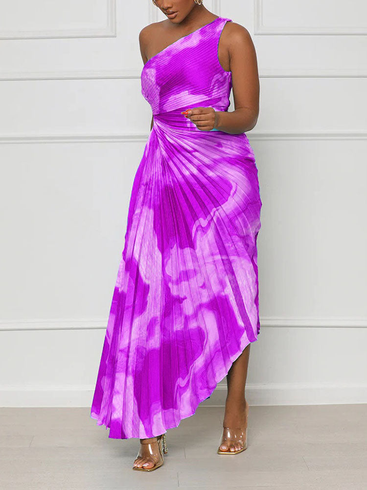 One Shoulder Pleated Dresses