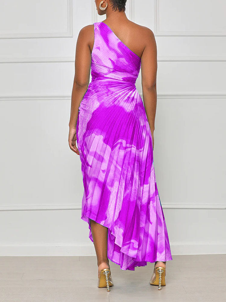 One Shoulder Pleated Dresses