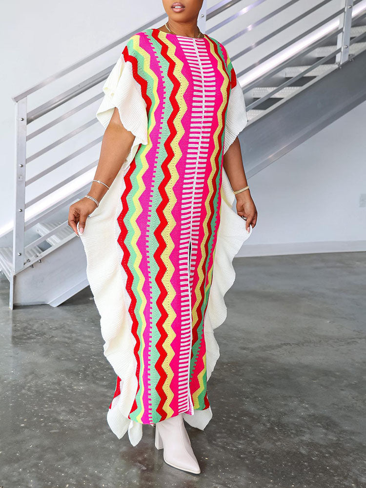 Ruffle Slit Knit Dresses