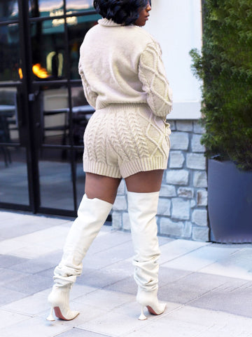 Knit Sweater Shorts Set