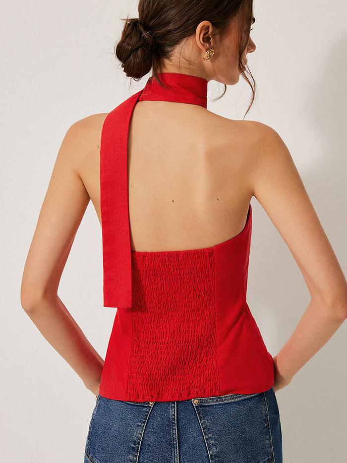 Halter Neck Buttoned Camisole Top