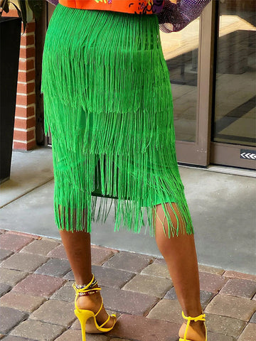 High Waisted Fringe Skirts