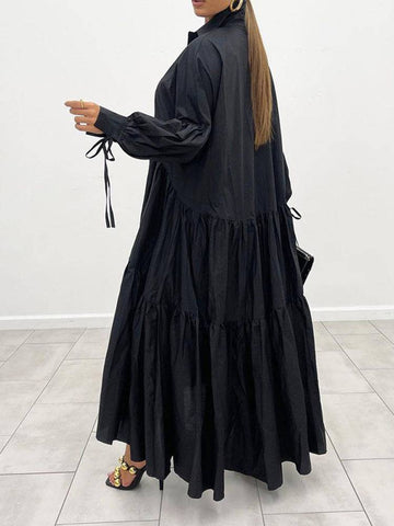 Loose Solid Long Shirt Dresses