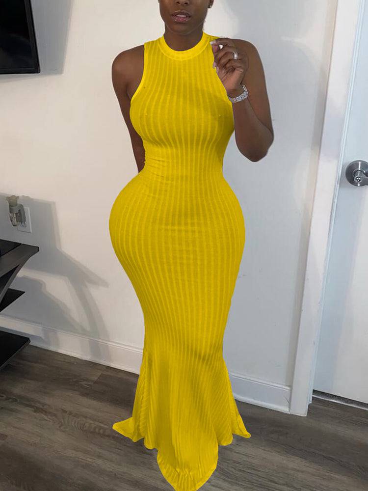 Sleeveless Knit Bodycon Maxi Dresses