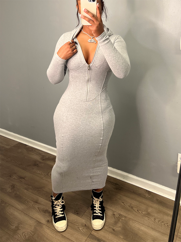 Hoodie Zip Bodycon Dresses