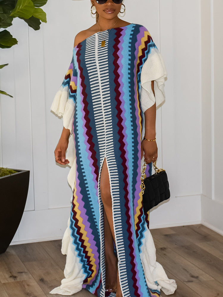 Ruffle Slit Knit Dresses