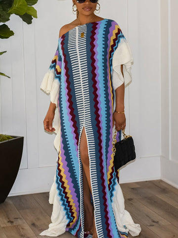 Ruffle Slit Knit Dresses