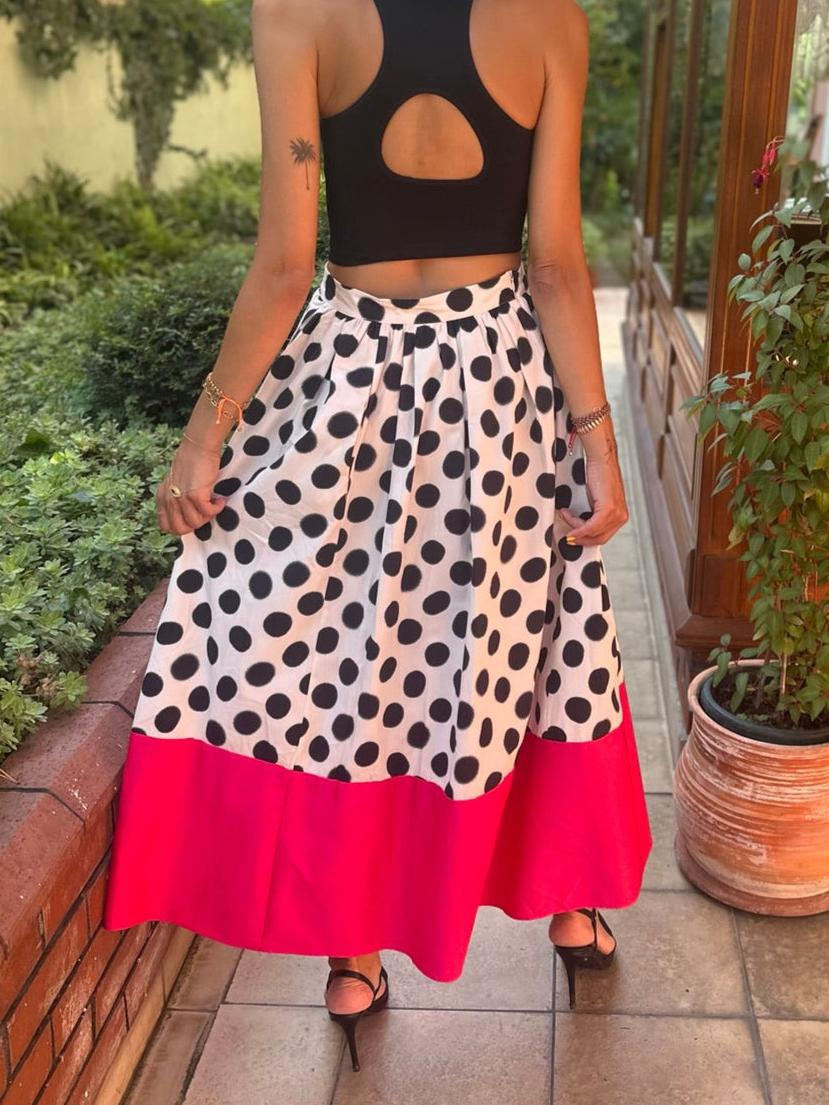 Polka Print Midi Skirt