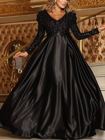 Elegant Sequined Satin Dresses
