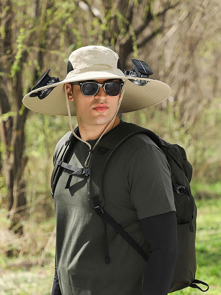 Rechargeable & Solar-Powered Outdoor Fan Hat â€?Fisherman Style