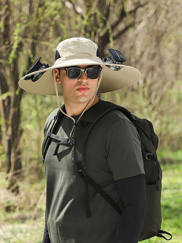 Rechargeable & Solar-Powered Outdoor Fan Hat â€?Fisherman Style