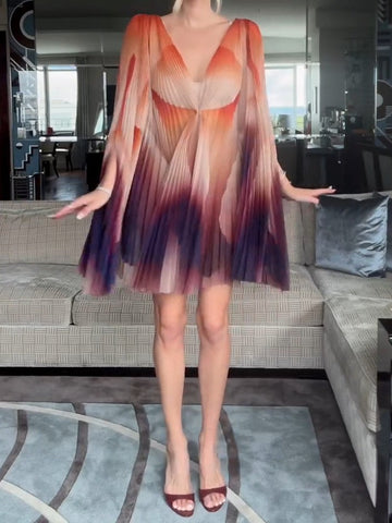 Aurora Flutter Pleated Mini Dress