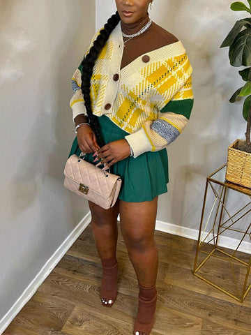 Retro Plaid Knit Cardigans