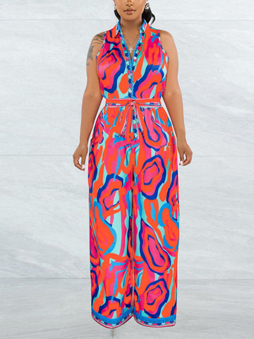 Print Sleeveless Jumpsuits