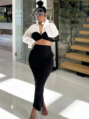 Crop Top  Pencil Skirt Set