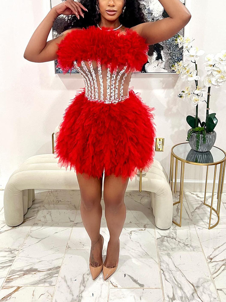 Gorgeous Rhinestone Tulle Party Dresses
