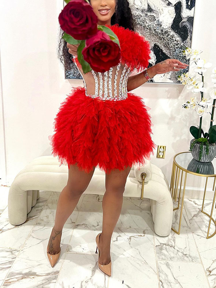 Gorgeous Rhinestone Tulle Party Dresses