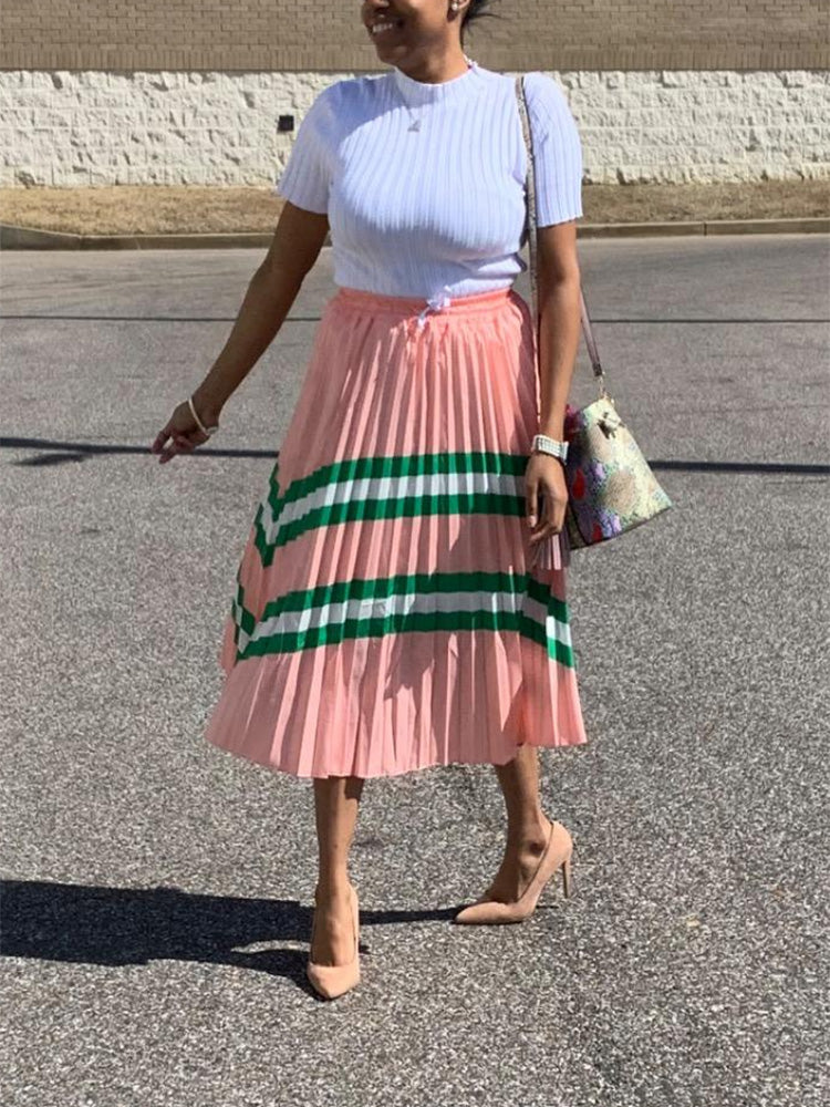 Striped Pleated Skirts