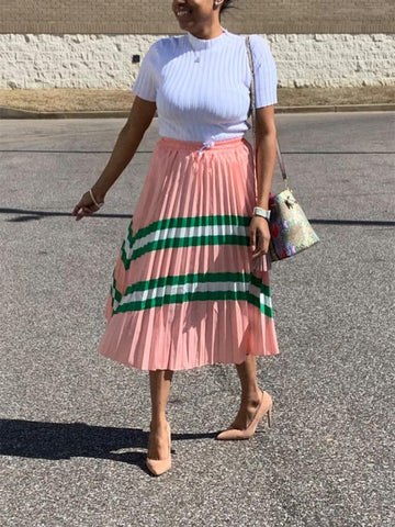 Striped Pleated Skirts