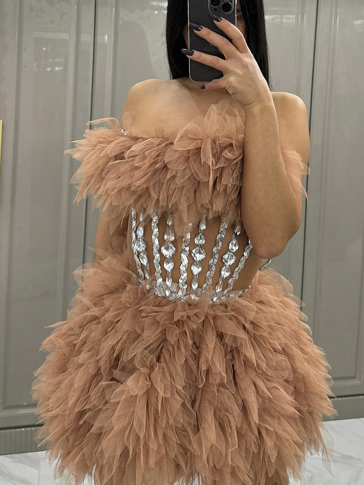 Gorgeous Rhinestone Tulle Party Dresses