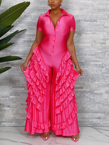 Ruffle Wide Leg Jumpsuits