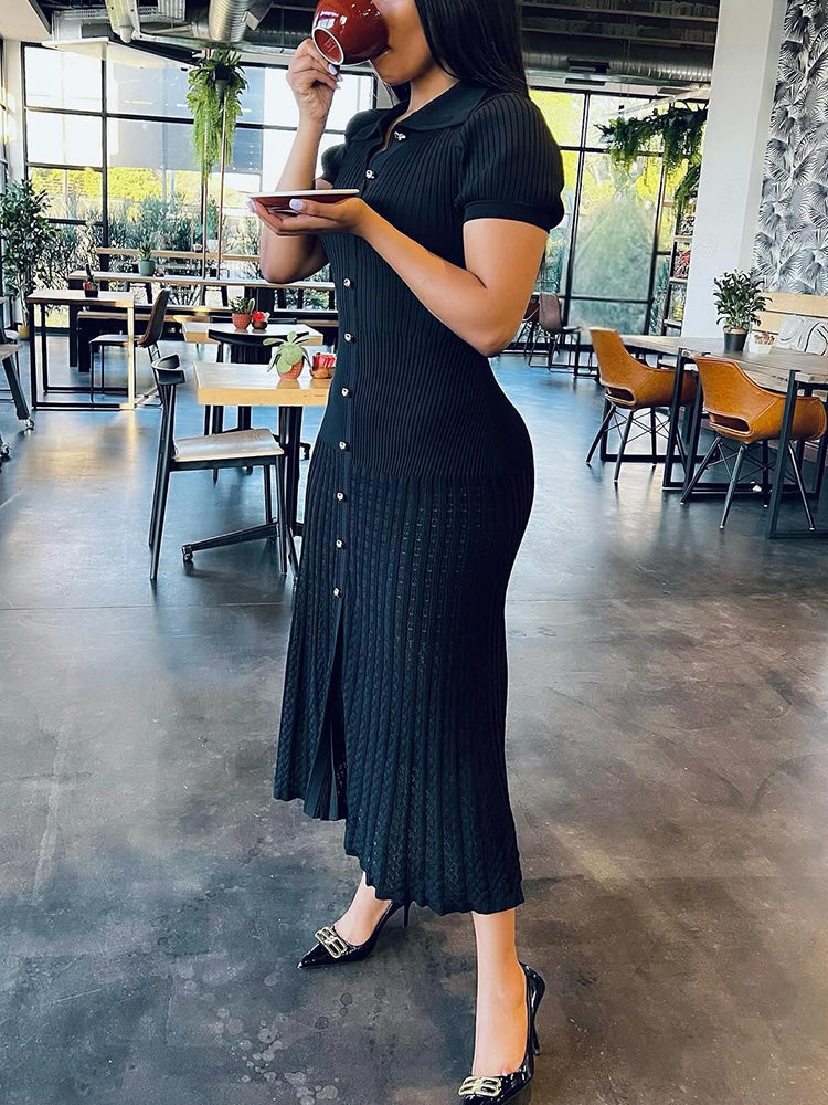 Knit Button Midi Dresses