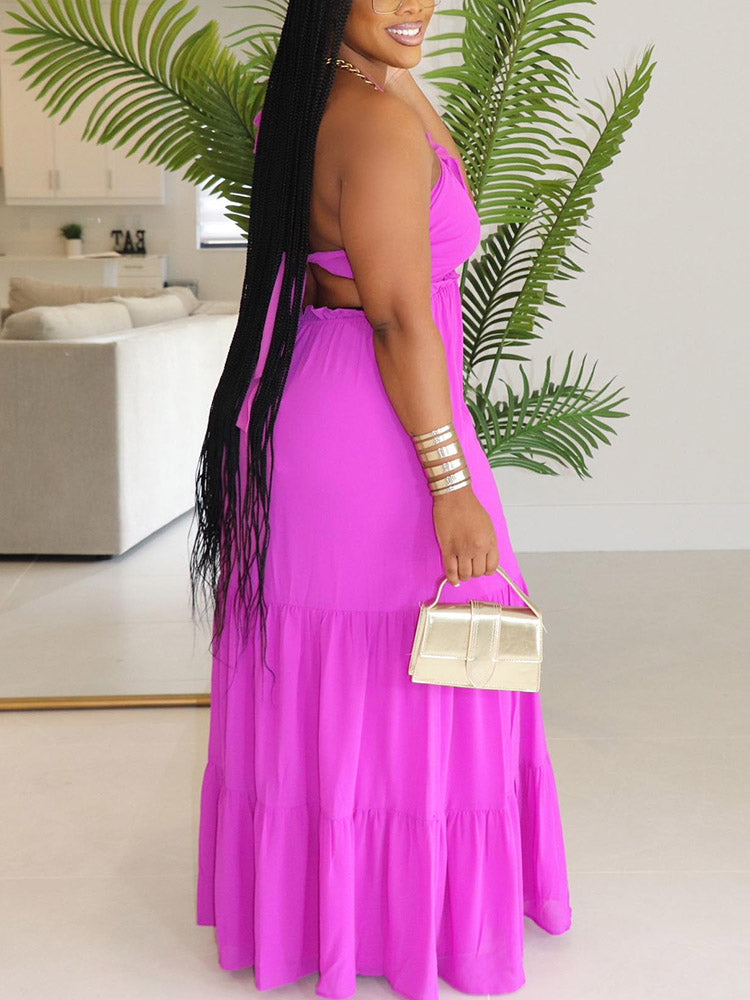 Halter Tie Waist Maxi Dresses