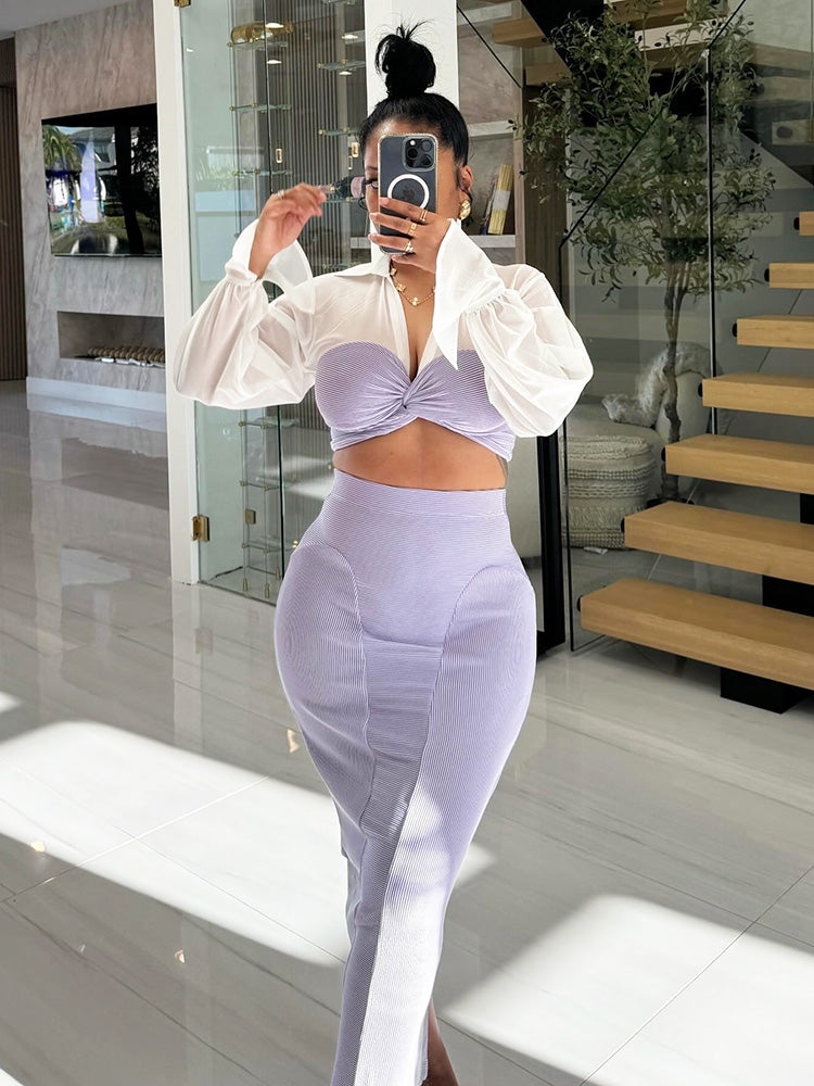 Crop Top  Pencil Skirt Set