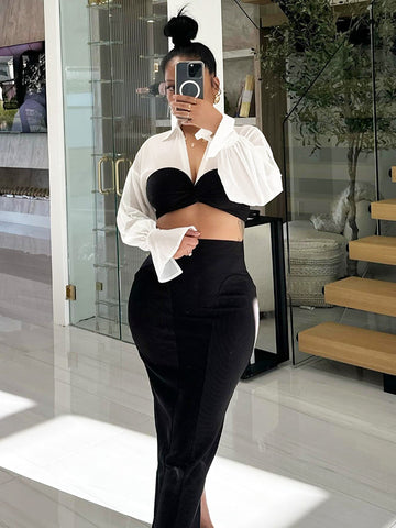 Crop Top  Pencil Skirt Set